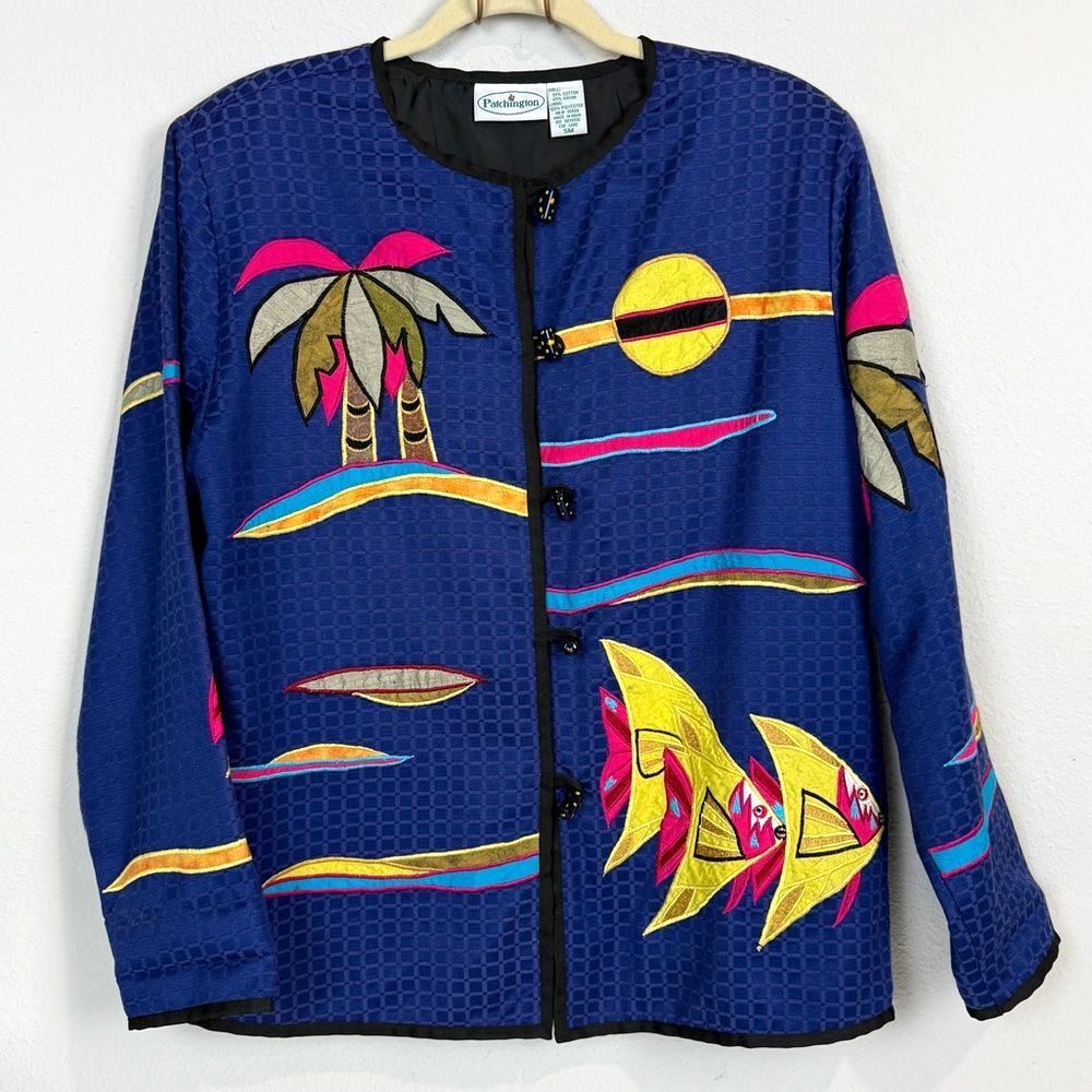 Vintage Patchington Embroidered Blue Beachy Jacket S